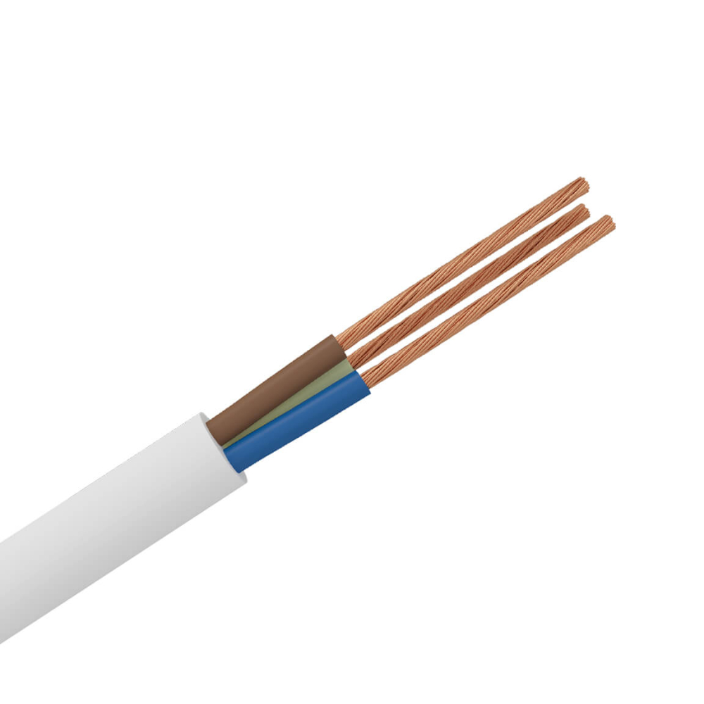 Stromkabel Elektrokabel H05VV-F 3-adrig 3x0,75 Weiß 1 meter, 1,35 €